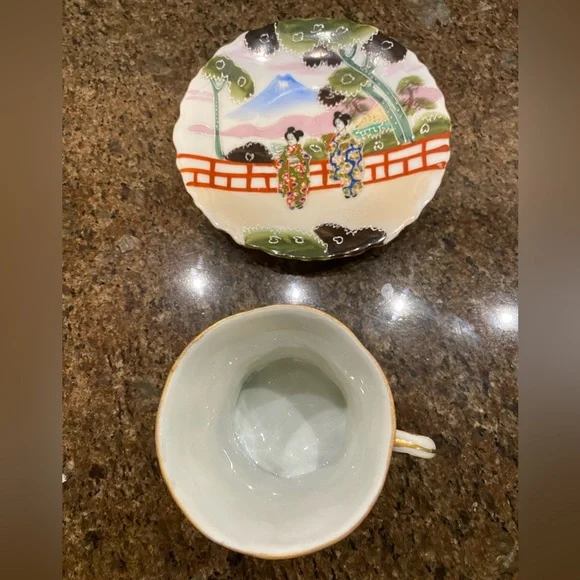 NWOT Vintage Nippon Japanese Hand painted Coffee/Tea Cup and Matching Saucer 4oz - Picture 5 of 6